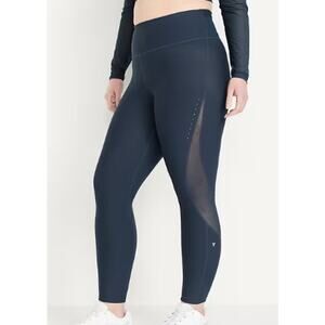 Old Navy Womens Dusk Navy Blue High Waisted PowerSoft Mesh 7/8 Leggings NEW XL